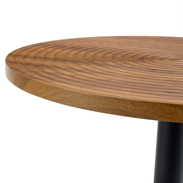 English Elm 31.5 Inch Round Dining Table Dark Wood Grain Mdf Top Black Metal Base Modern W1512P503350