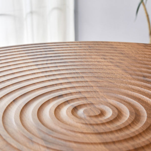 English Elm 31.5 Inch Round Dining Table Dark Wood Grain Mdf Top Black Metal Base Modern W1512P503350