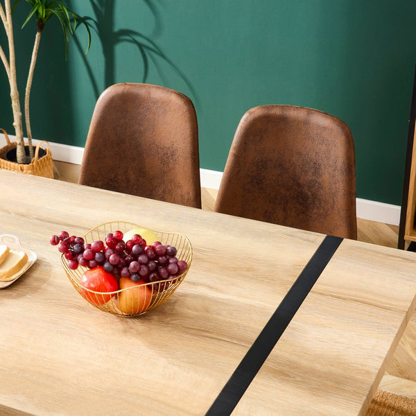 English Elm Rustic Industrial Dining Table Thick Engineered Wood Top Seats Six Black Metal Legs W1512P503556
