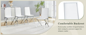 English Elm 4-pack White Pu Upholstered Dining Chairs with Polished Silver Metal Frame Set W1512P504605