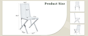 English Elm 4-pack White Pu Upholstered Dining Chairs with Polished Silver Metal Frame Set W1512P504605