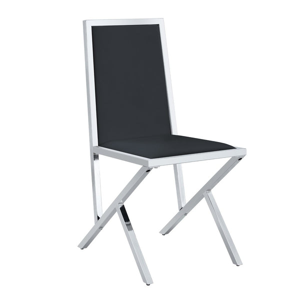 English Elm 4-Pack Black PU Upholstered Dining Chairs with Angular Silver Metal Legs for Modern Rooms W1512P504606