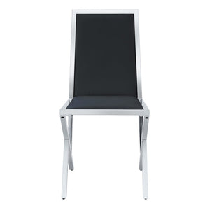 English Elm 4-Pack Black PU Upholstered Dining Chairs with Angular Silver Metal Legs for Modern Rooms W1512P504606