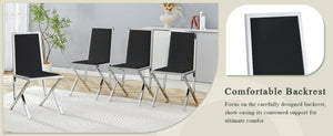 English Elm 4-Pack Black PU Upholstered Dining Chairs with Angular Silver Metal Legs for Modern Rooms W1512P504606