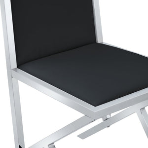 English Elm 2-Pack White PU Upholstered Dining Chairs with Silver Metal Frame for Modern Kitchens Black+Silver W1512P504663