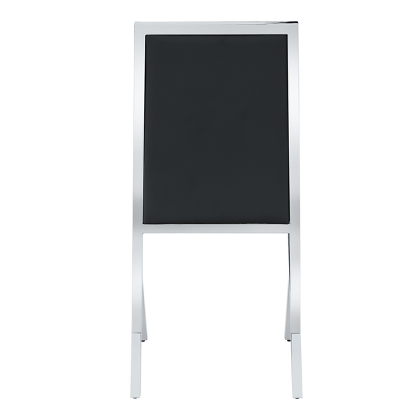 English Elm 2-Pack White PU Upholstered Dining Chairs with Silver Metal Frame for Modern Kitchens Black+Silver W1512P504663