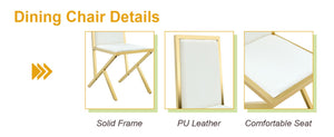 English Elm 4-Pack White PU Upholstered Dining Chairs with Ergonomic Back and Gold Metal Frame White+Gold W1512P504681