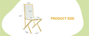 English Elm 2-Pack White PU Leather Dining Chairs with Gold Metal Legs for Modern Glam Kitchens White+Gold W1512P504692