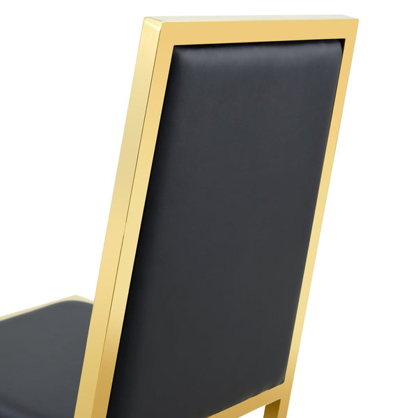 English Elm 2-Pack White PU Leather Dining Chairs with Gold Metal Legs for Modern Glam Kitchens Black+Gold W1512P504706