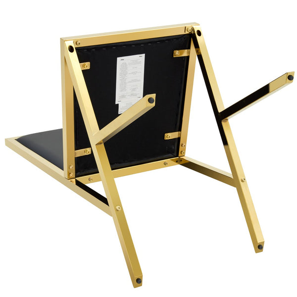 English Elm 2-Pack White PU Leather Dining Chairs with Gold Metal Legs for Modern Glam Kitchens Black+Gold W1512P504706