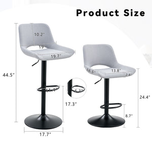English Elm Modern Linen Upholstered Swivel Barstools Set of Two for Kitchen Island or Bar W1512P504742