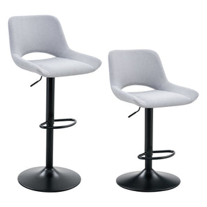 English Elm Modern Linen Upholstered Swivel Barstools Set of Two for Kitchen Island or Bar W1512P504742