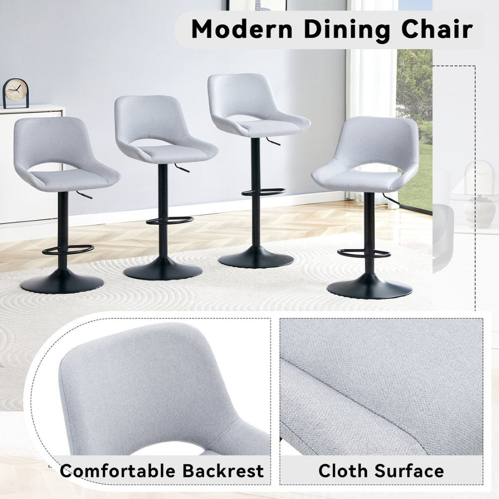 English Elm Modern Linen Upholstered Swivel Barstools Set of Two for Kitchen Island or Bar W1512P504742