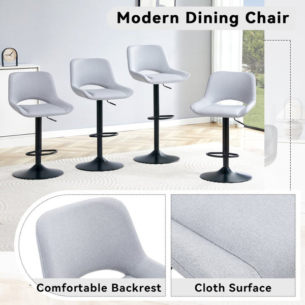 English Elm Modern Linen Upholstered Swivel Barstools Set of Two for Kitchen Island or Bar W1512P504742