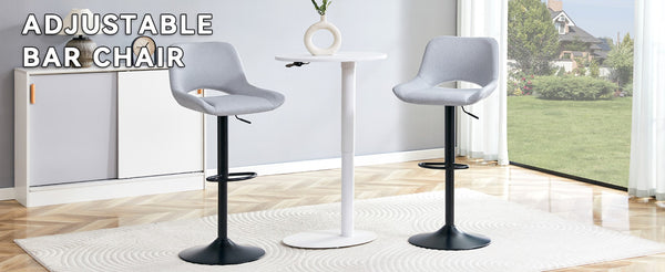 English Elm Modern Linen Upholstered Swivel Barstools Set of Two for Kitchen Island or Bar W1512P504742