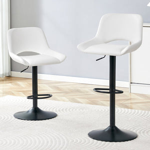 English Elm Modern Swivel Barstools Set of Two PU Leather Seats with Adjustable Height and Footrest W1512P504746