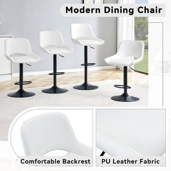 English Elm Modern Swivel Barstools Set of Two PU Leather Seats with Adjustable Height and Footrest W1512P504746