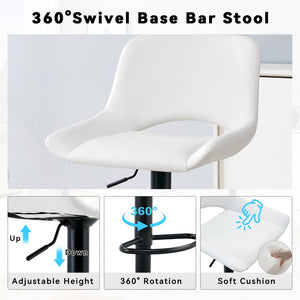 English Elm Modern Swivel Barstools Set of Two PU Leather Seats with Adjustable Height and Footrest W1512P504746
