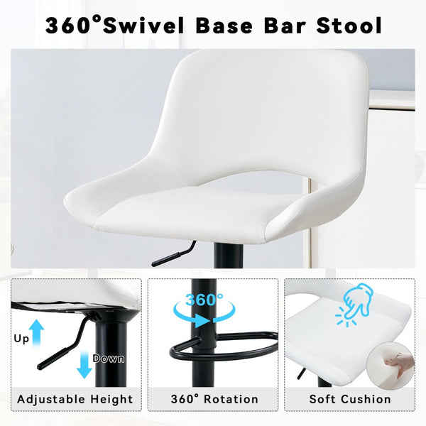 English Elm Modern Swivel Barstools Set of Two PU Leather Seats with Adjustable Height and Footrest W1512P504746