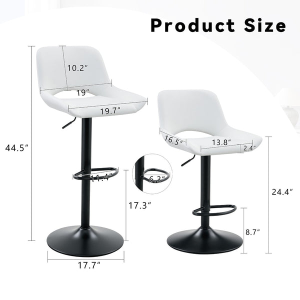 English Elm Modern Swivel Barstools Set of Two PU Leather Seats with Adjustable Height and Footrest W1512P504746