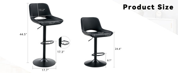 English Elm Modern Swivel Barstools Set of 2 Pu Leather Seats for Kitchen Islands W1512P504750