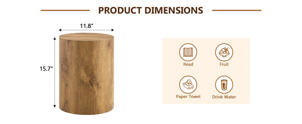 English Elm Simple Wood Grain Mdf Cylindrical Accent Table for Industrial Minimalist Living Rooms W1512P505733