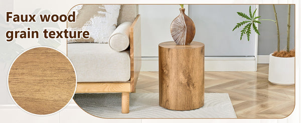 English Elm Simple Wood Grain Mdf Cylindrical Accent Table for Industrial Minimalist Living Rooms W1512P505733