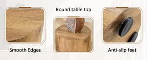 English Elm Simple Wood Grain Mdf Cylindrical Accent Table for Industrial Minimalist Living Rooms W1512P505733
