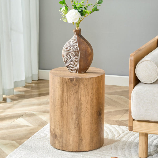 English Elm Simple Wood Grain Mdf Cylindrical Accent Table for Industrial Minimalist Living Rooms W1512P505733