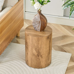 English Elm Simple Wood Grain Mdf Cylindrical Accent Table for Industrial Minimalist Living Rooms W1512P505733