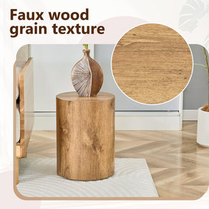 English Elm Simple Wood Grain Mdf Cylindrical Accent Table for Industrial Minimalist Living Rooms W1512P505733