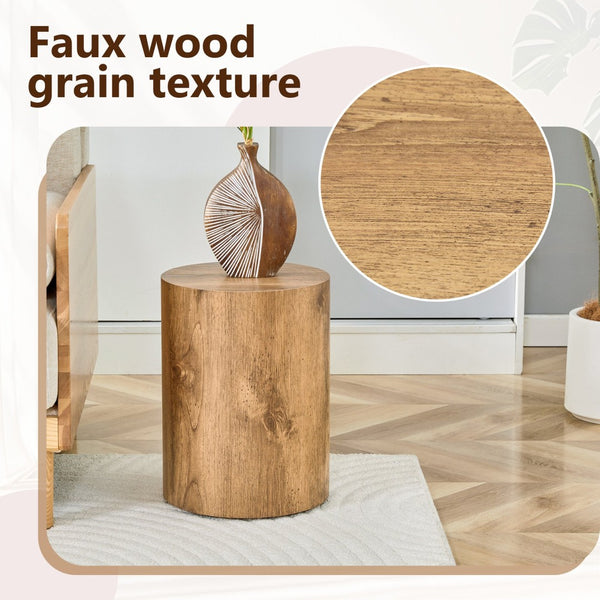 English Elm Simple Wood Grain Mdf Cylindrical Accent Table for Industrial Minimalist Living Rooms W1512P505733
