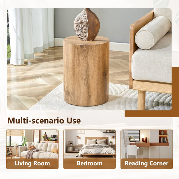 English Elm Simple Wood Grain Mdf Cylindrical Accent Table for Industrial Minimalist Living Rooms W1512P505733