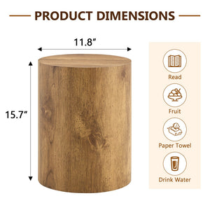 English Elm Simple Wood Grain Mdf Cylindrical Accent Table for Industrial Minimalist Living Rooms W1512P505733