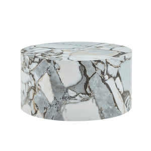 English Elm A Marble Textured Cylindrical MDF Coffee Table for Minimalist Industrial Living Rooms W1512P505780