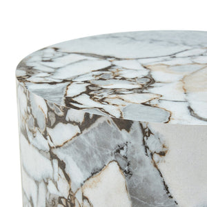 English Elm A Marble Textured Cylindrical MDF Coffee Table for Minimalist Industrial Living Rooms W1512P505780