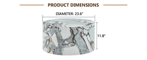 English Elm A Marble Textured Cylindrical MDF Coffee Table for Minimalist Industrial Living Rooms W1512P505780