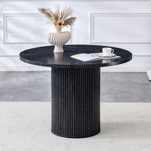 English Elm A Round Dining Table with Fan Spliced Mdf Top Seats Four in Modern Style W1512P505968