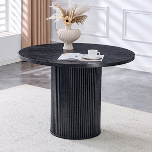 English Elm A Round Dining Table with Fan Spliced Mdf Top Seats Four in Modern Style W1512P505968