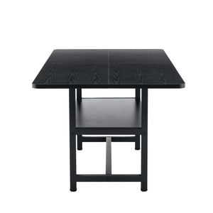 English Elm A Spliced MDF Rectangular Dining Table with Metal Legs and Lower Storage Shelf for Six Black W1512P505974