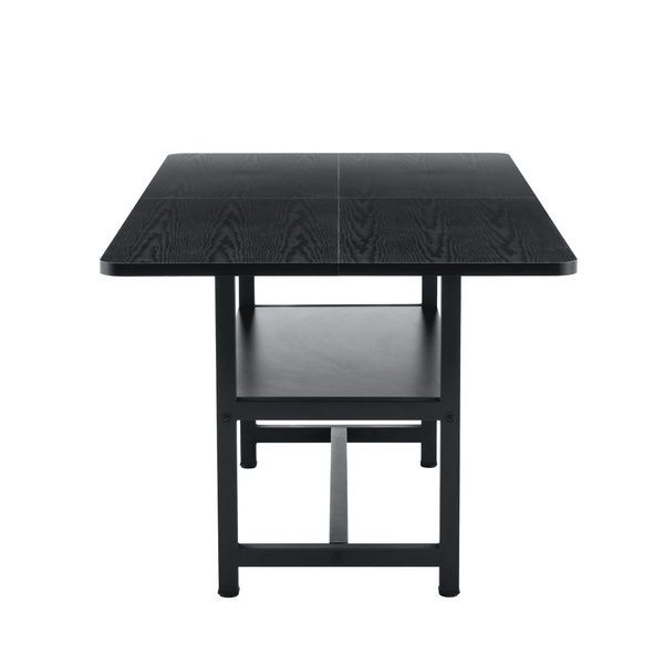 English Elm A Spliced MDF Rectangular Dining Table with Metal Legs and Lower Storage Shelf for Six Black W1512P505974
