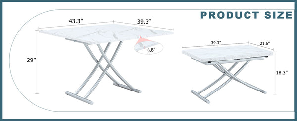 English Elm Modern Height Adjustable MDF Table with Silver Legs for Living Dining and Office W1512P506499