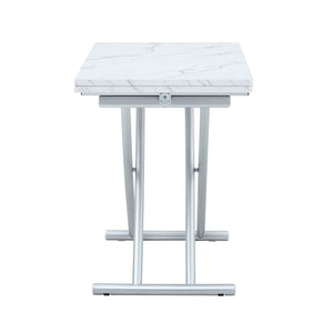 English Elm Modern Height Adjustable MDF Table with Silver Legs for Living Dining and Office W1512P506499