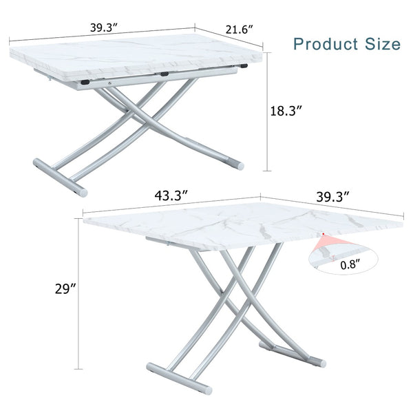 English Elm Modern Height Adjustable MDF Table with Silver Legs for Living Dining and Office W1512P506499