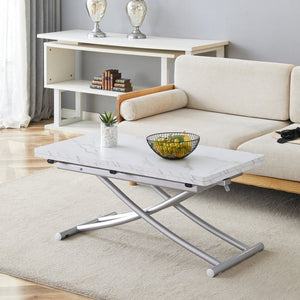 English Elm Modern Height Adjustable MDF Table with Silver Legs for Living Dining and Office W1512P506499