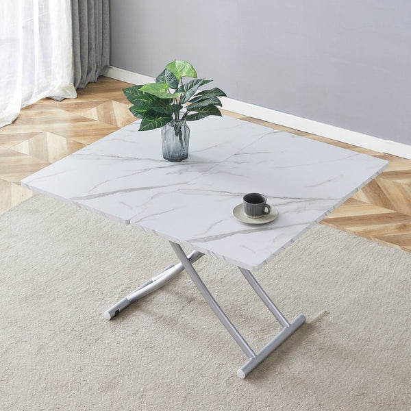 English Elm Modern Height Adjustable MDF Table with Silver Legs for Living Dining and Office W1512P506499