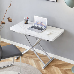 English Elm Modern Height Adjustable MDF Table with Silver Legs for Living Dining and Office W1512P506499