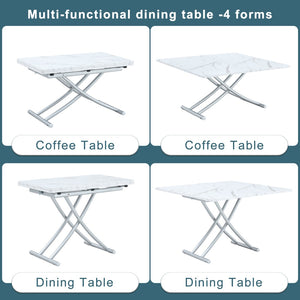 English Elm Modern Height Adjustable MDF Table with Silver Legs for Living Dining and Office W1512P506499