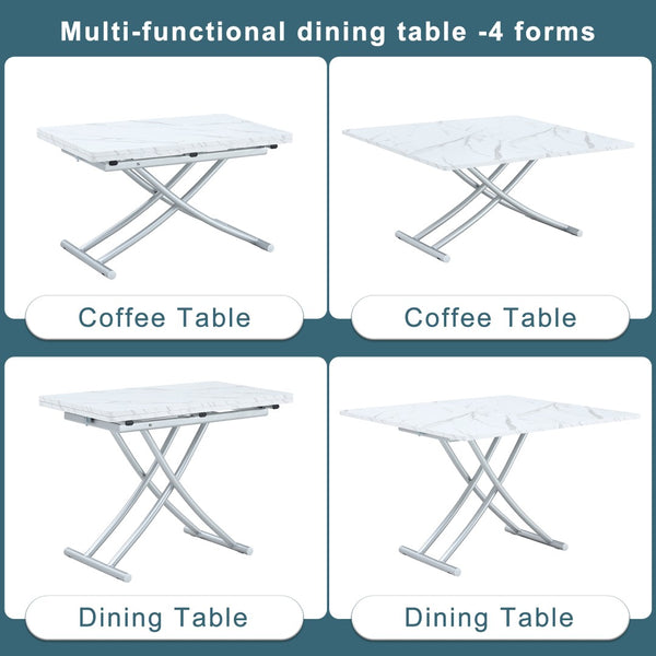 English Elm Modern Height Adjustable MDF Table with Silver Legs for Living Dining and Office W1512P506499