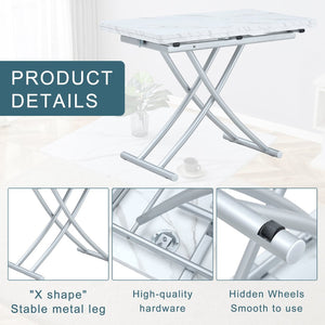 English Elm Modern Height Adjustable MDF Table with Silver Legs for Living Dining and Office W1512P506499